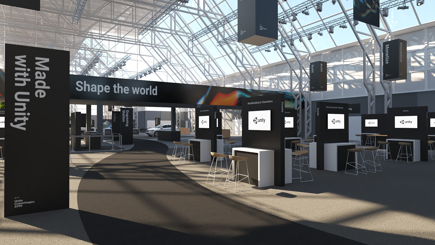 Event design and 3D visualisation of Unity Unite Expo in Copenhagen