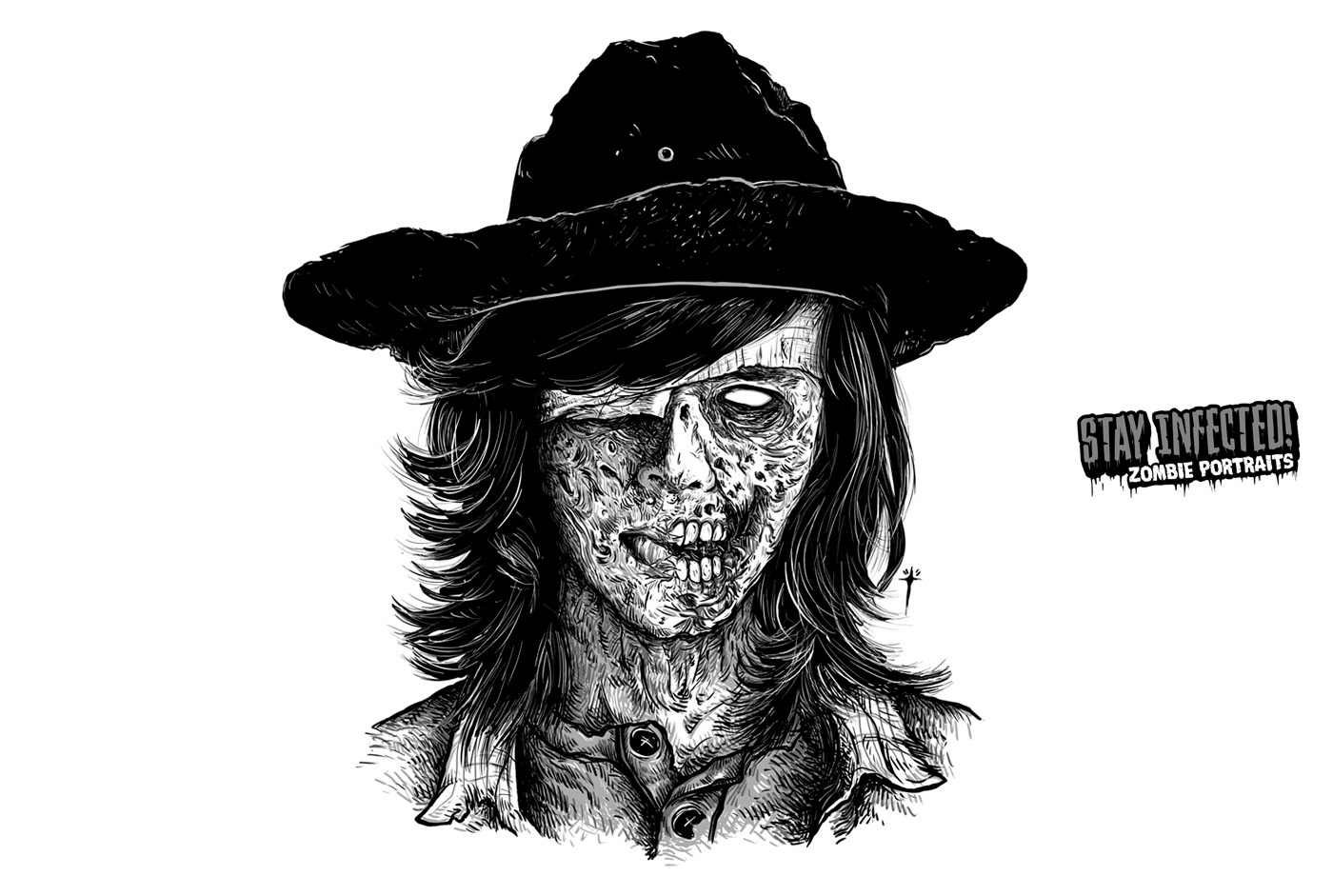 carl grimes The walking Dead zombie infection infected Walkers digital illustration Digital Art  photoshop art