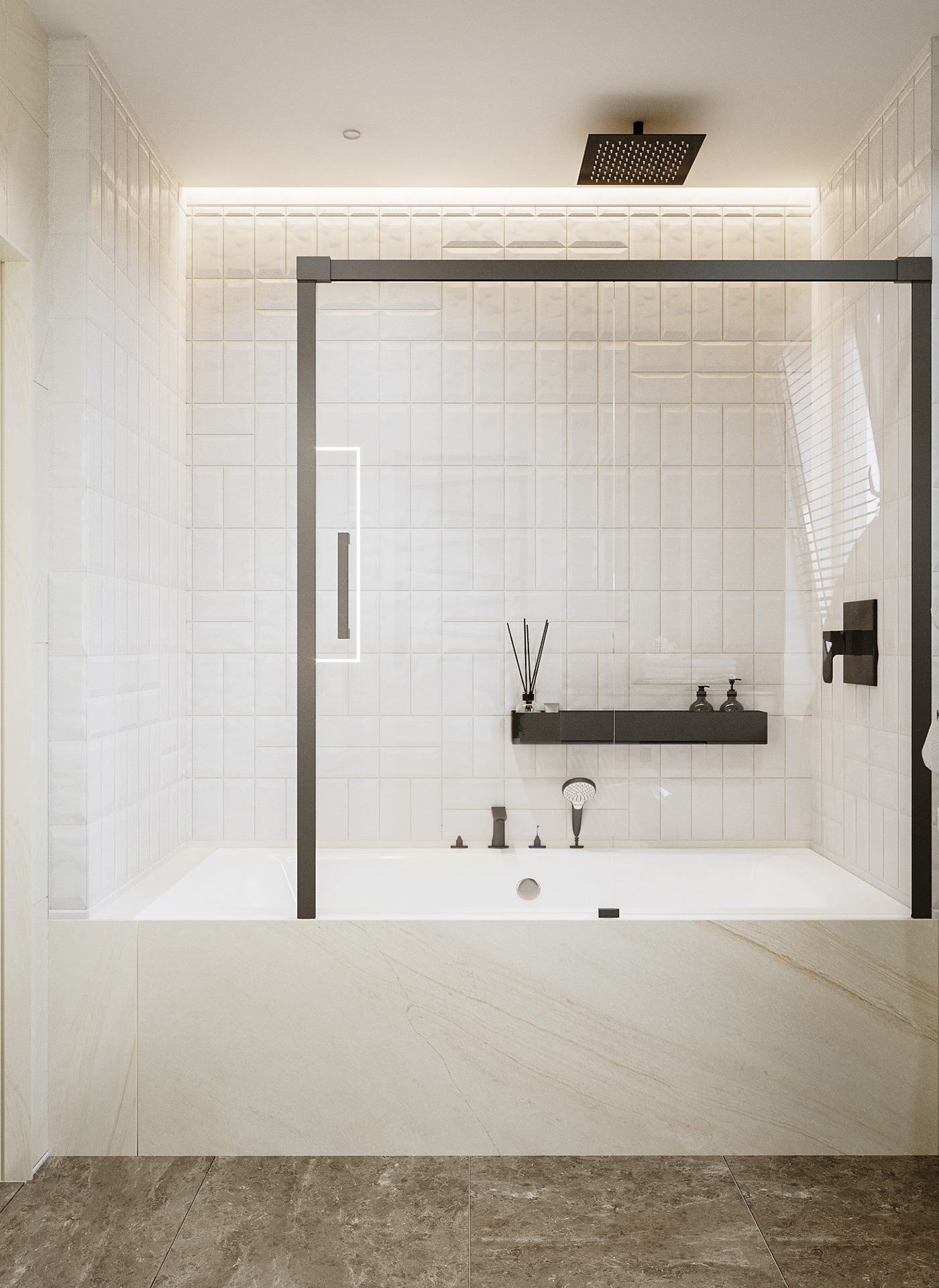 3D architecture Interior minimalist concept concrete house japanese luxury visualization