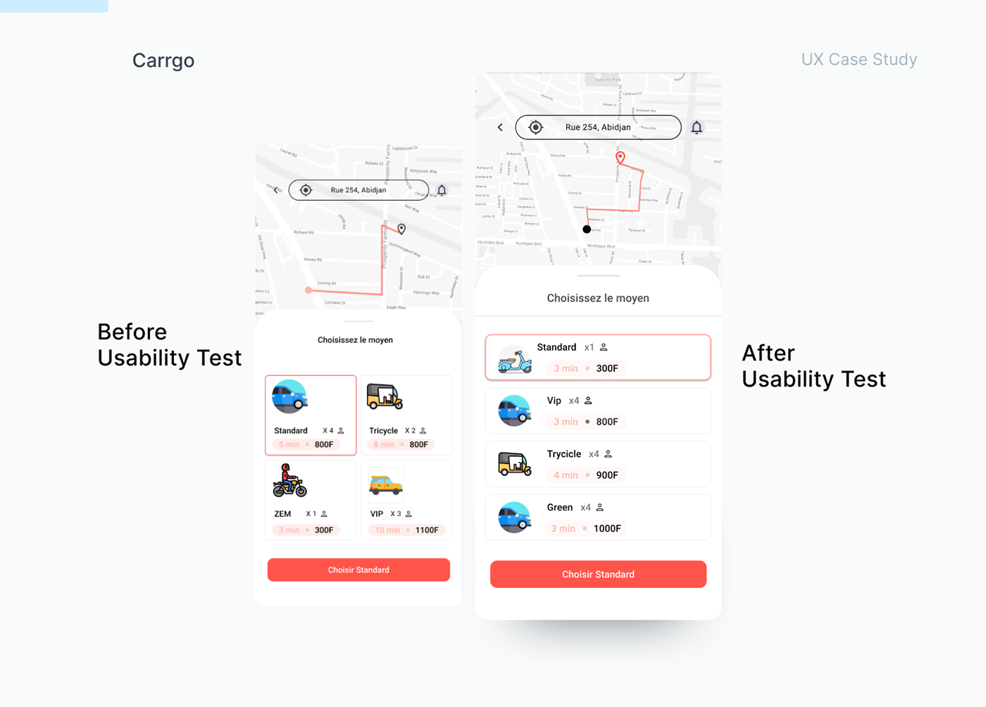 Ridesharing ux Case Study user interface