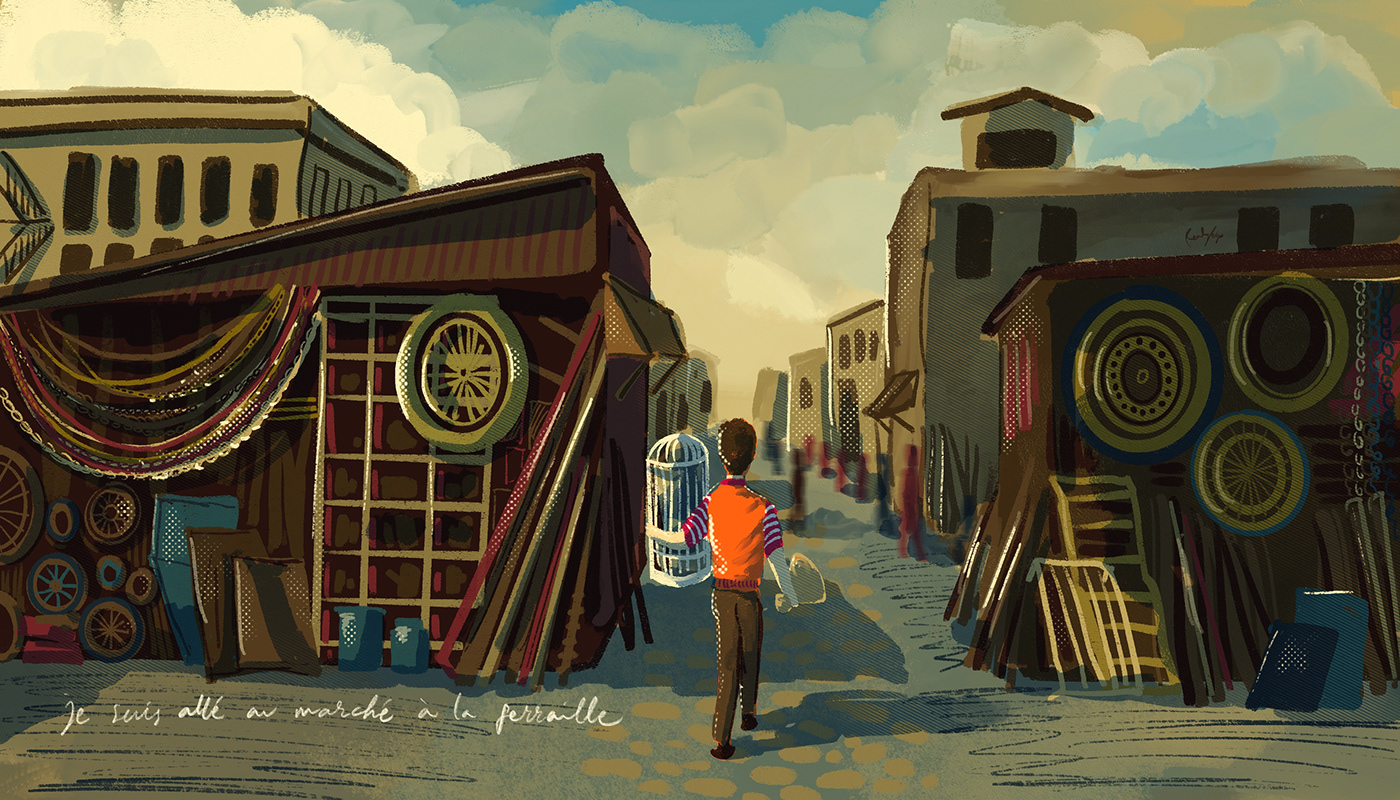 Digital Art  france French ILLUSTRATION  Illustrative Jacques Prévert parisian poem Poetry  story board