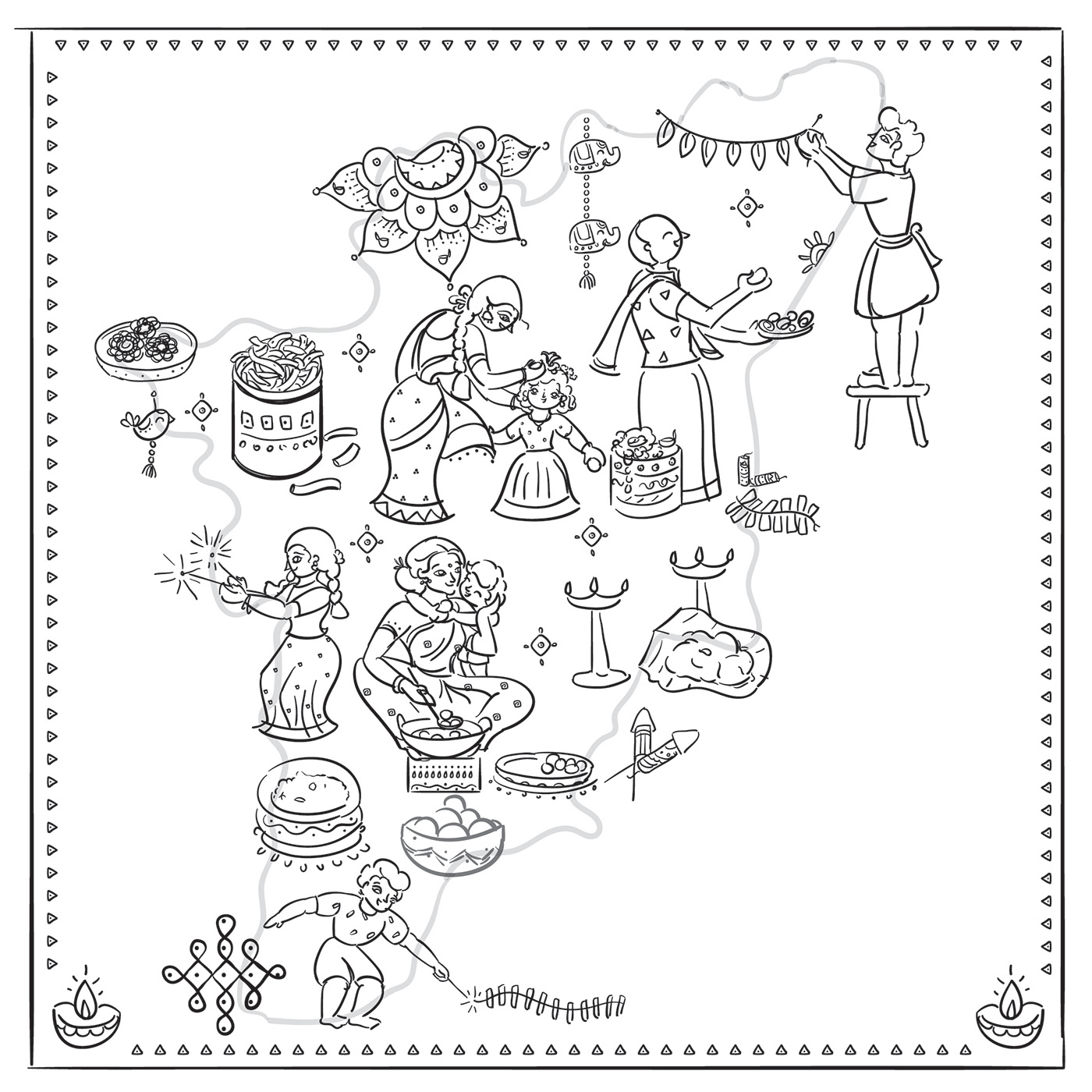 deepavali Diwali indianillustrator licensing art package design  package illustration surface pattern design Sweets tamilnadu traditional