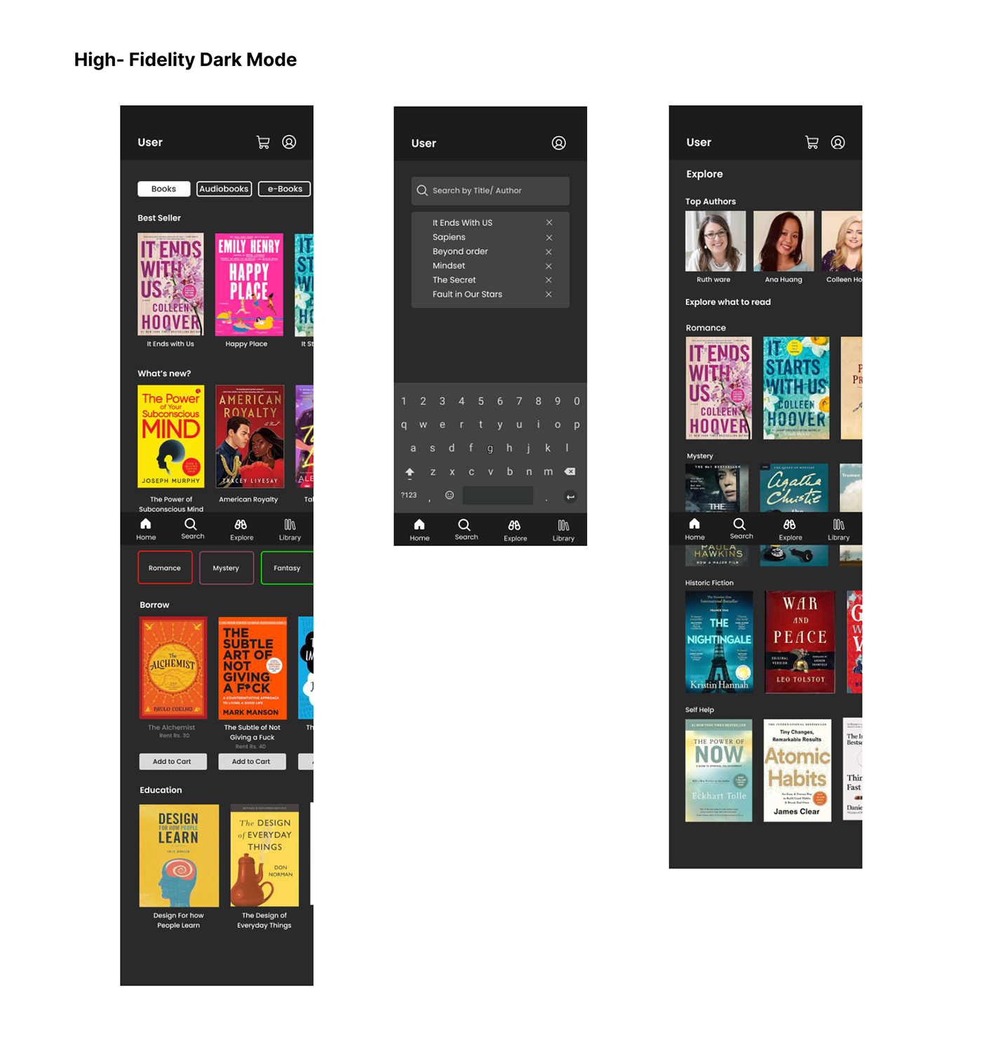design UI/UX user interface user experience Figma library online library books OnlineBookStore