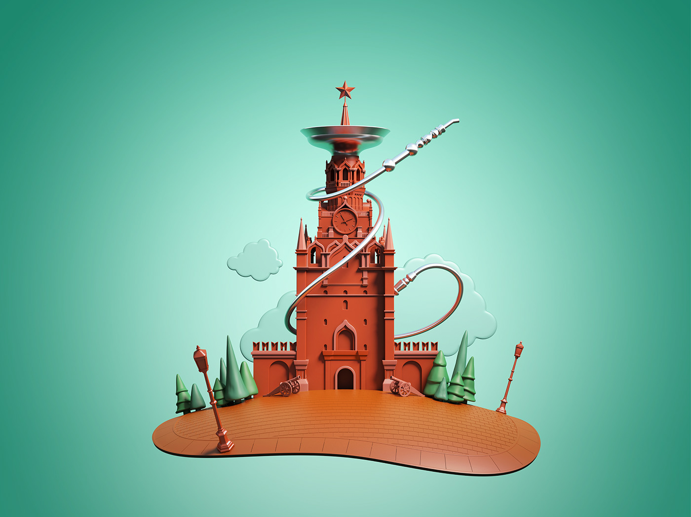 Kremlin spasskaya eiffel bigben Pisa statueofliberty 3D ILLUSTRATION  Landmark beeistanbul