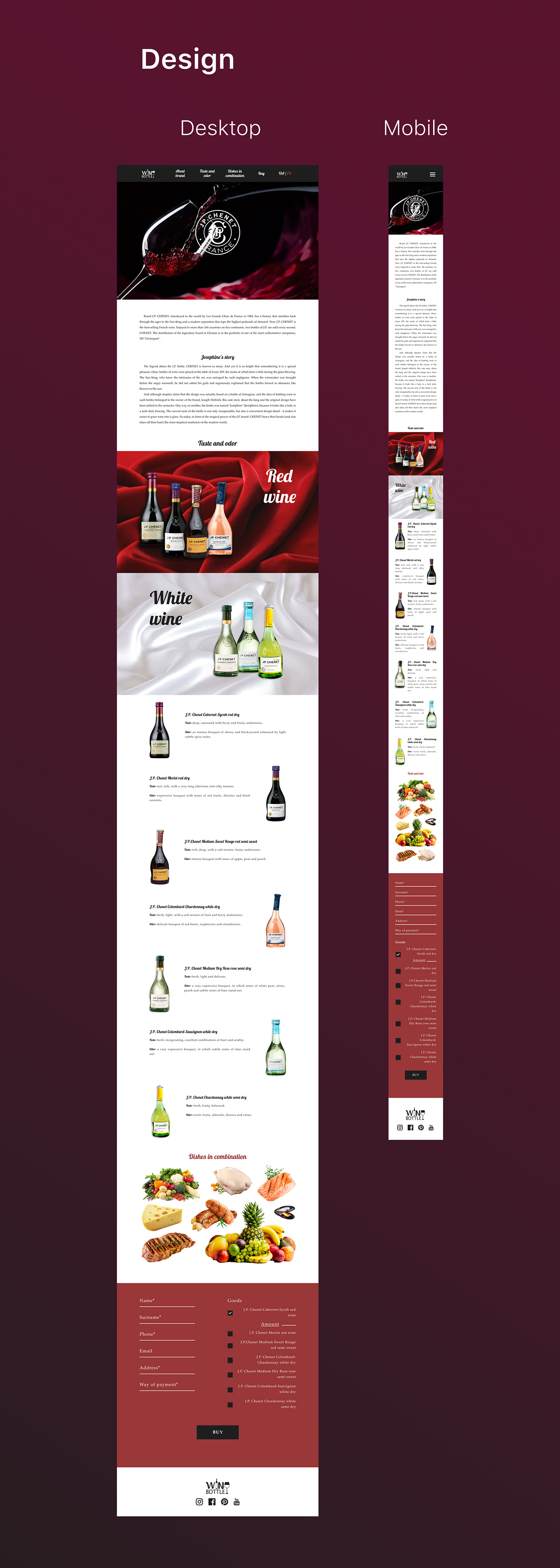 desktop and mobile Figma frenchwine grapes landingpage shop ui design UI/UX User Experince