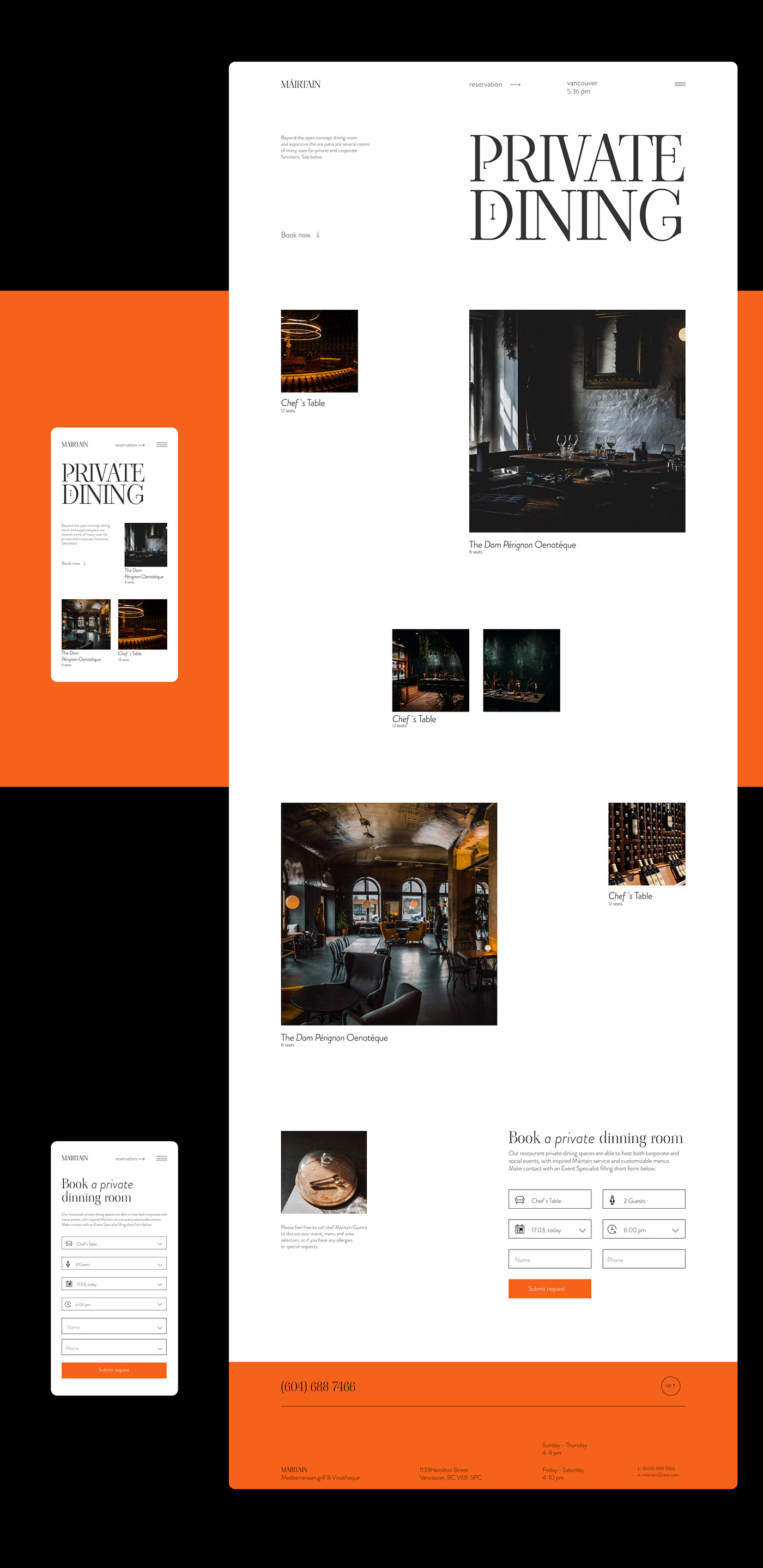 Canada Italy landing page menu mobile redesign restaurant UI/UX Webdesign Website