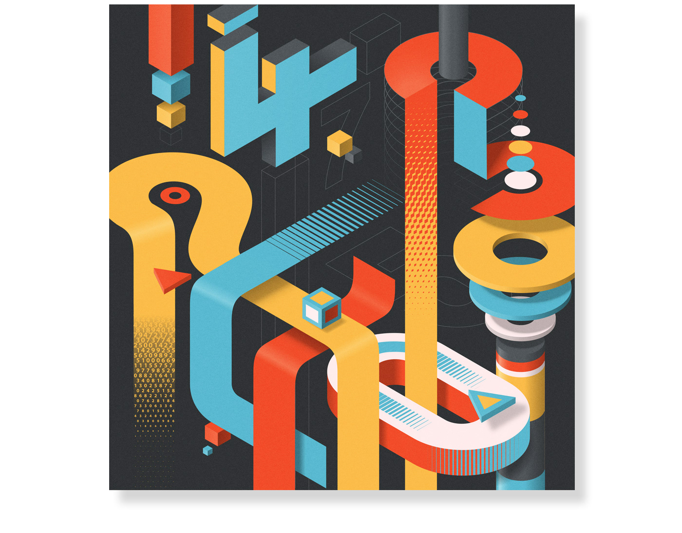 ILLUSTRATION  typography   numbers shapes new scientist print Isometric editorial science