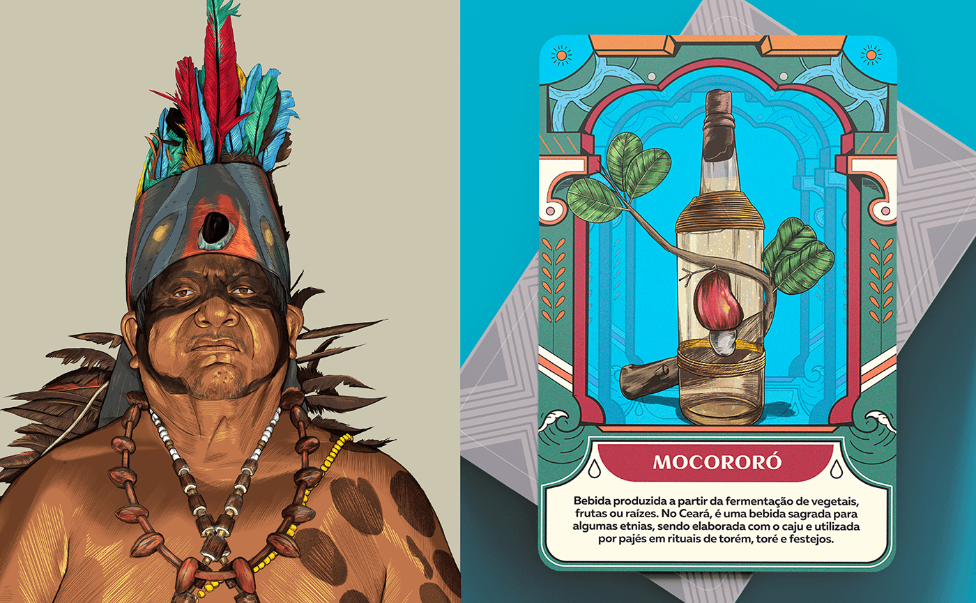 A imagem contem a representação do indigena Pajé Barbosa para jogo de cartas : Siará.