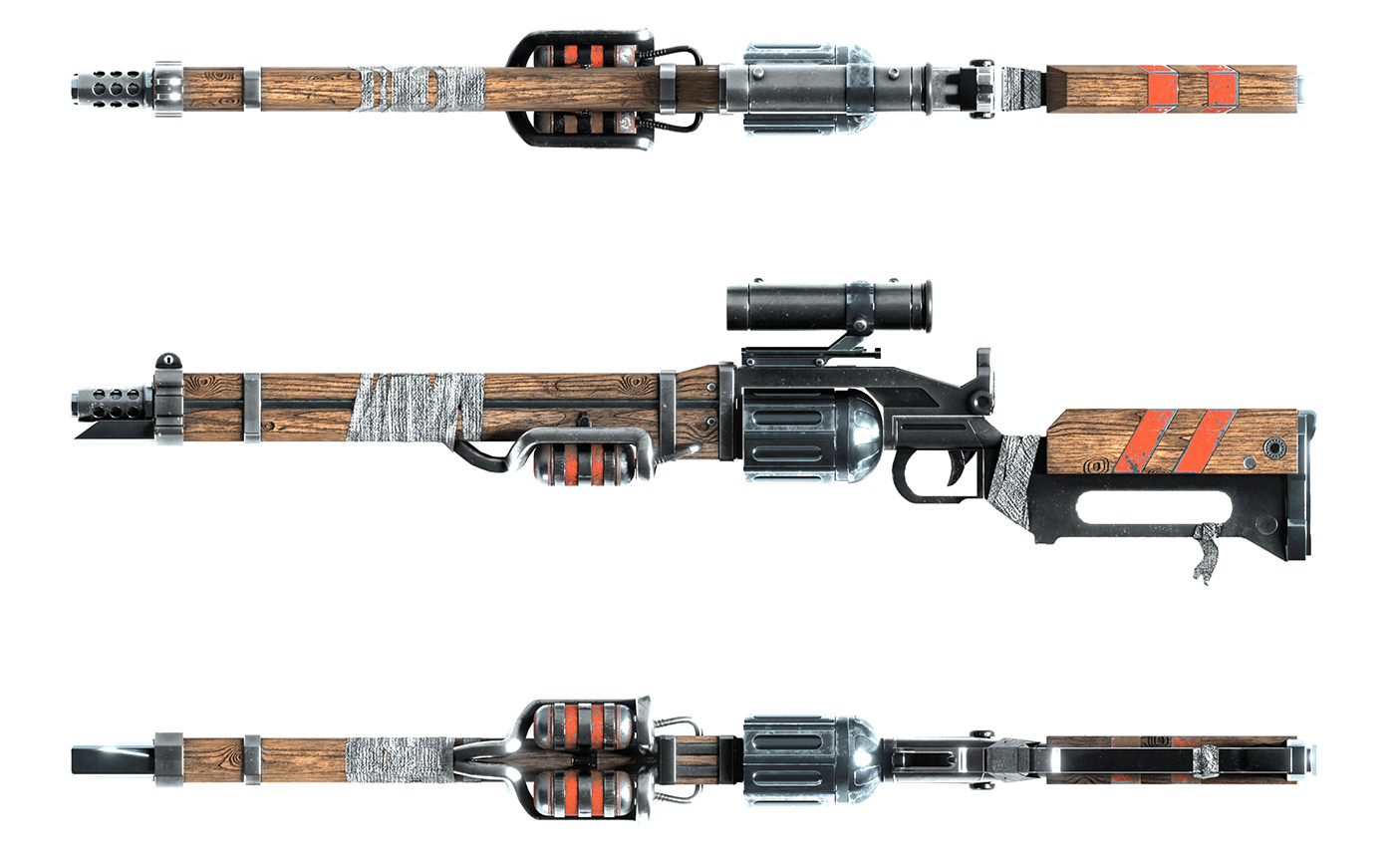 art blender 3D Render Weapon Gun game Low Poly Game Art realistic