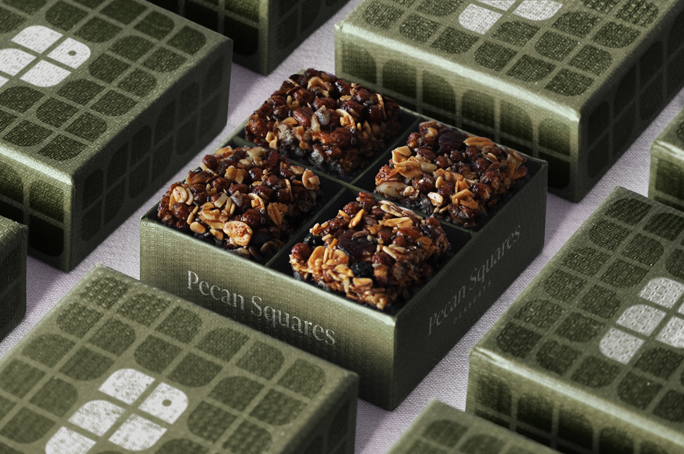 Pecan Squares dessert packaging in perfect order