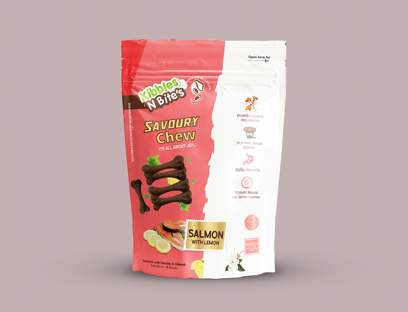 Pet puppy Pouch Packaging animal feed Mockup Packaging dog God Feed