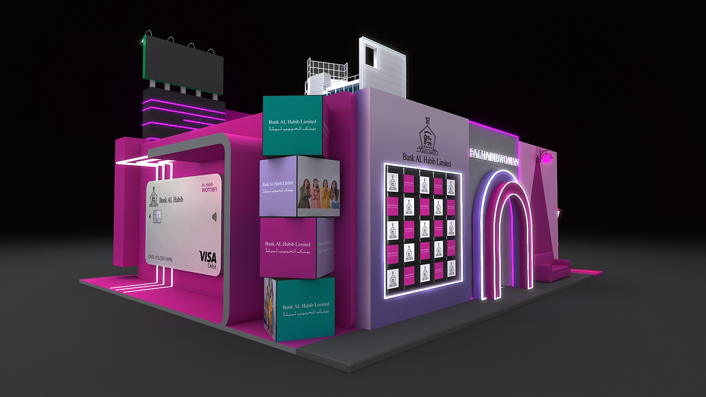 Corporate Identity 3d modeling 3ds max vray modern creative Advertising  Photobooth bankalhabib outdoorsetup