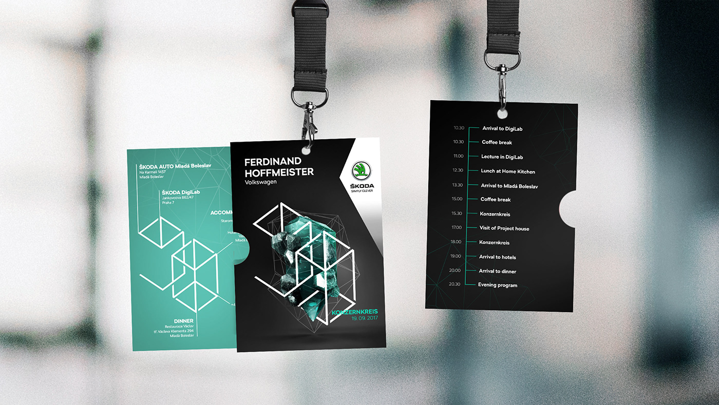 branding  crystal Event Exhibition  key visual logo Skoda Stationery visual identity Webdesign