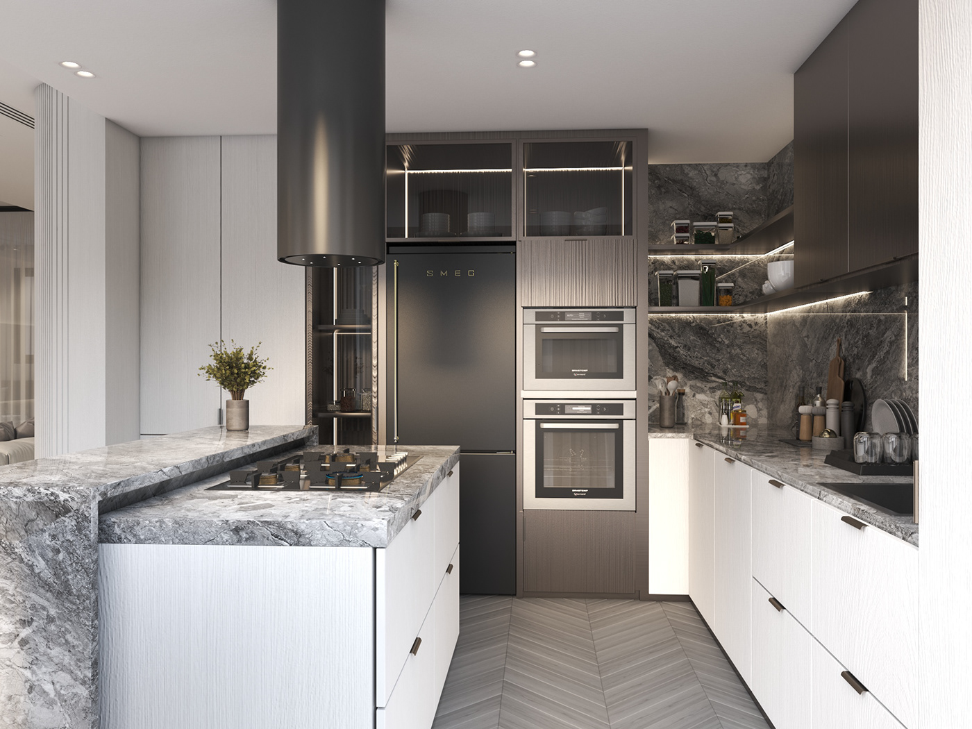 kitchen interior design  visualization 3D vray CGI modern kitchen design archviz architecture