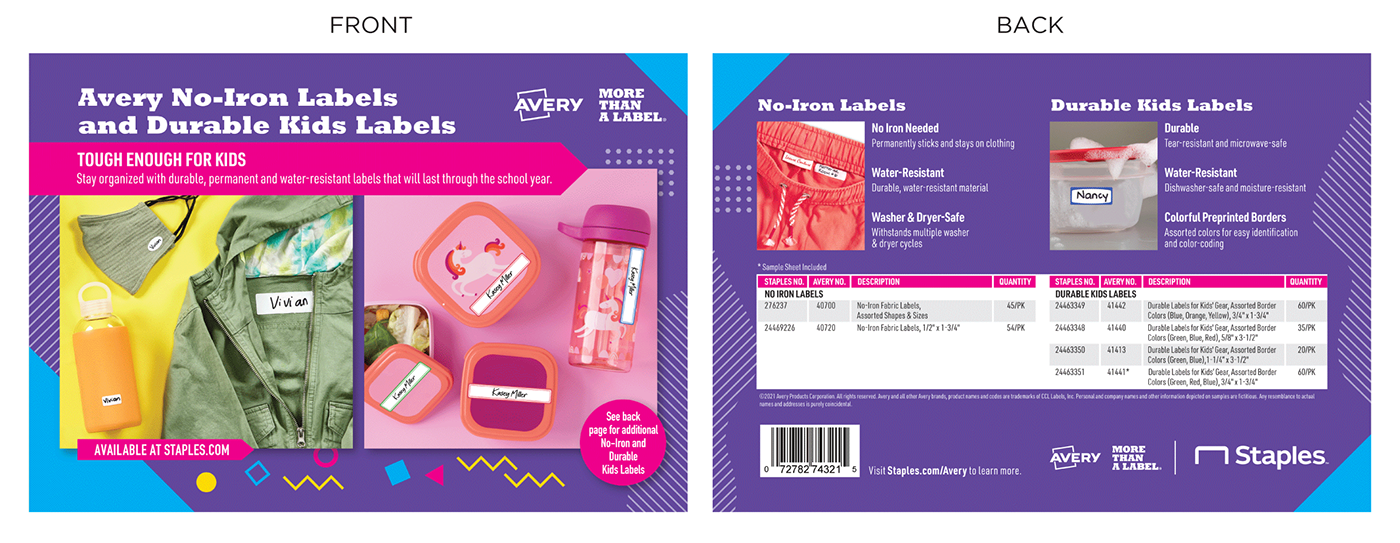 avery Kids labels labels sample card Staples Web Banner