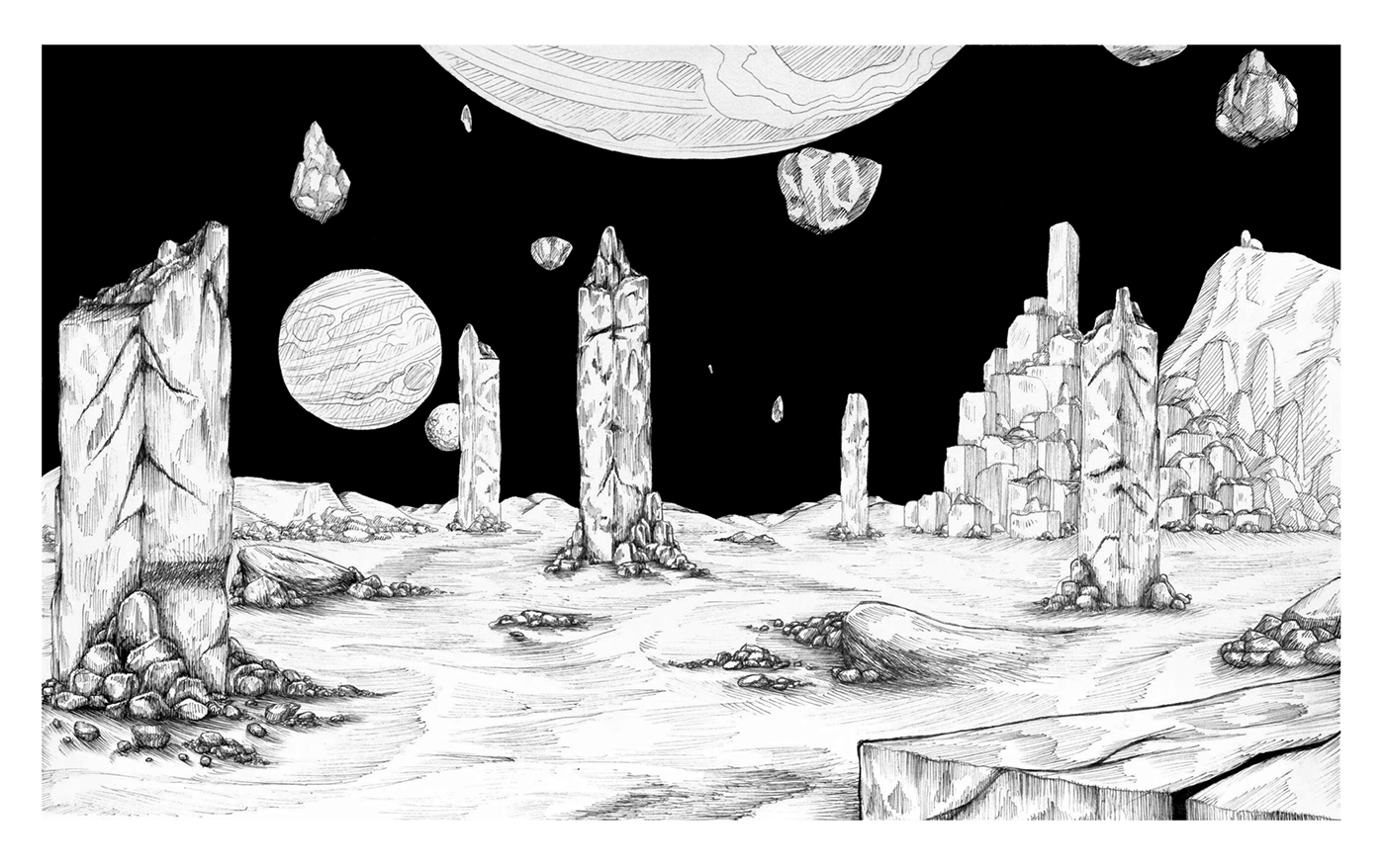 dante Doré ILLUSTRATION  Drawing  epic pen ink Hatch fantasy Landscape