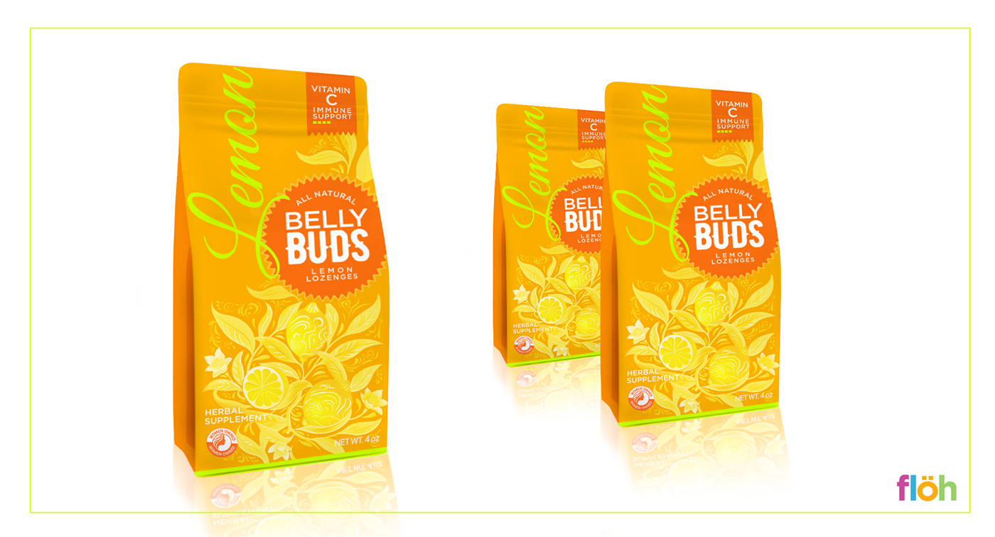 PACKAGE DESIGN & ILLUSTRATION BELLY BUDS HERBAL LOZENGES by flohcreative.com