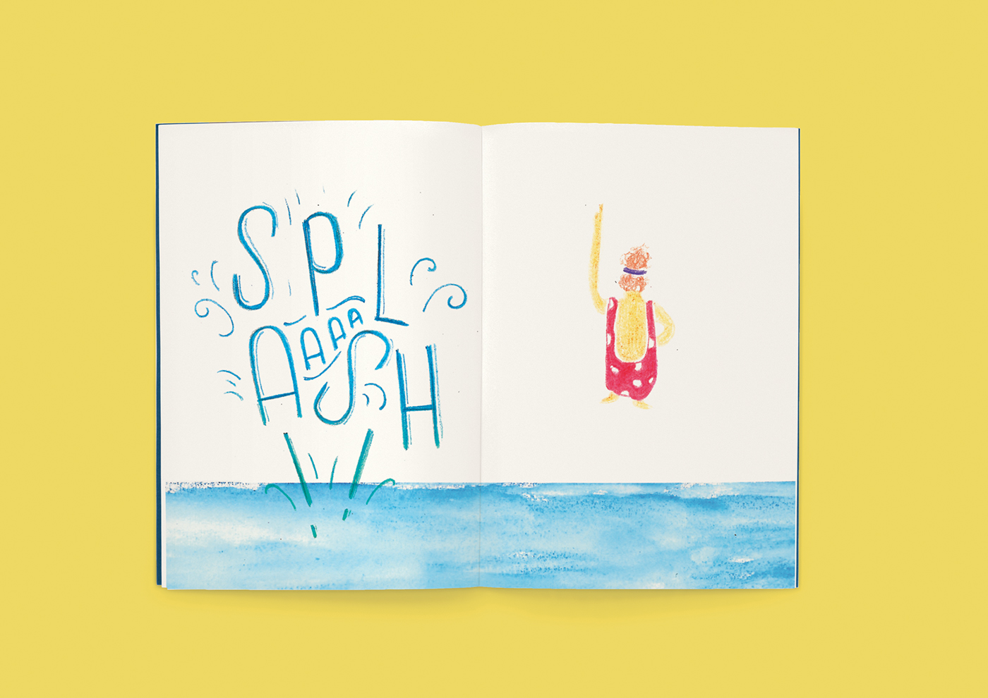 children's book children Picture book lettering hand-lettering hand drawn letters letters splash summer swim swimsuit dive water dream