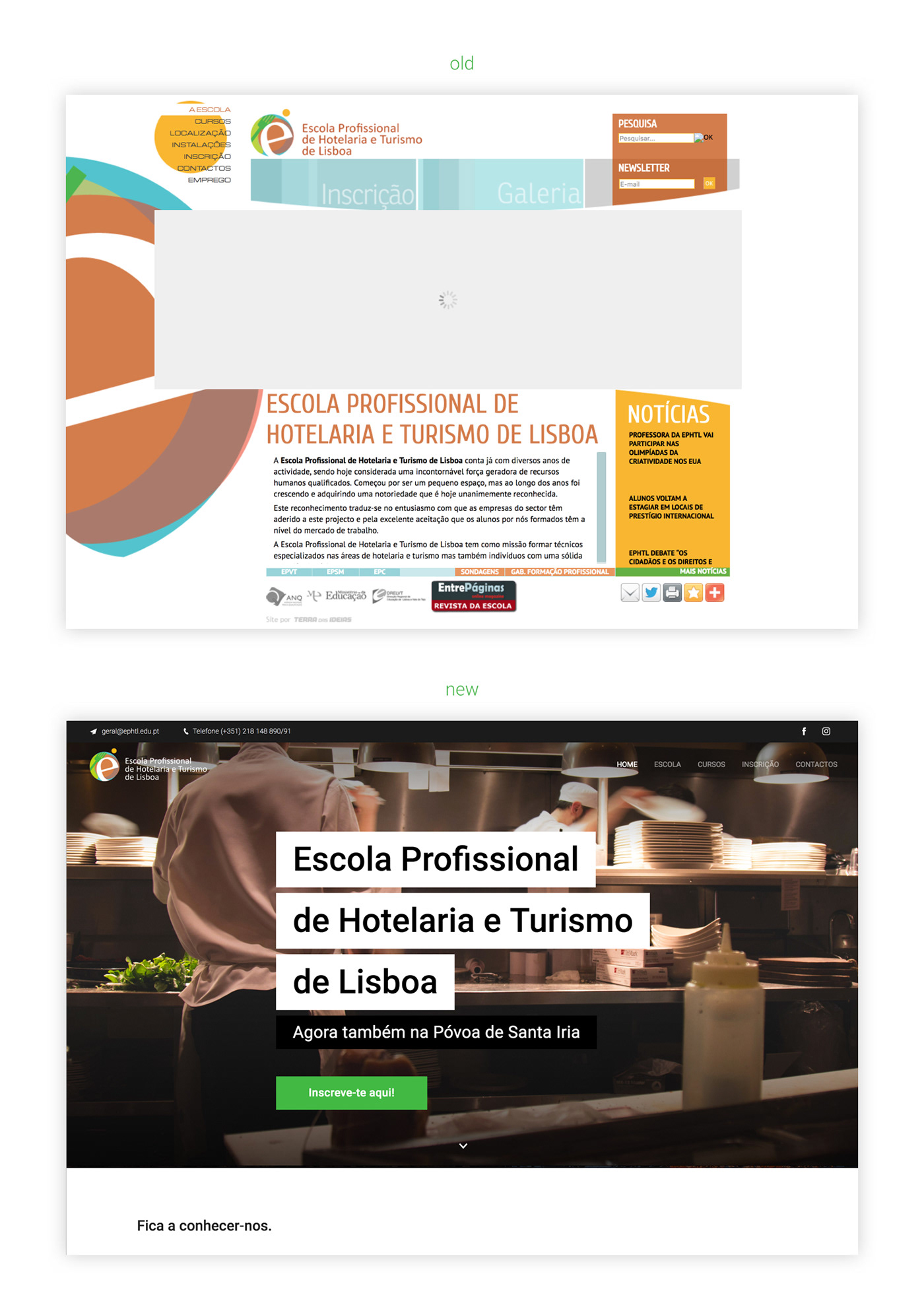 Web UI redesign tourism Website school Food  restaurant Hospitality Lisbon