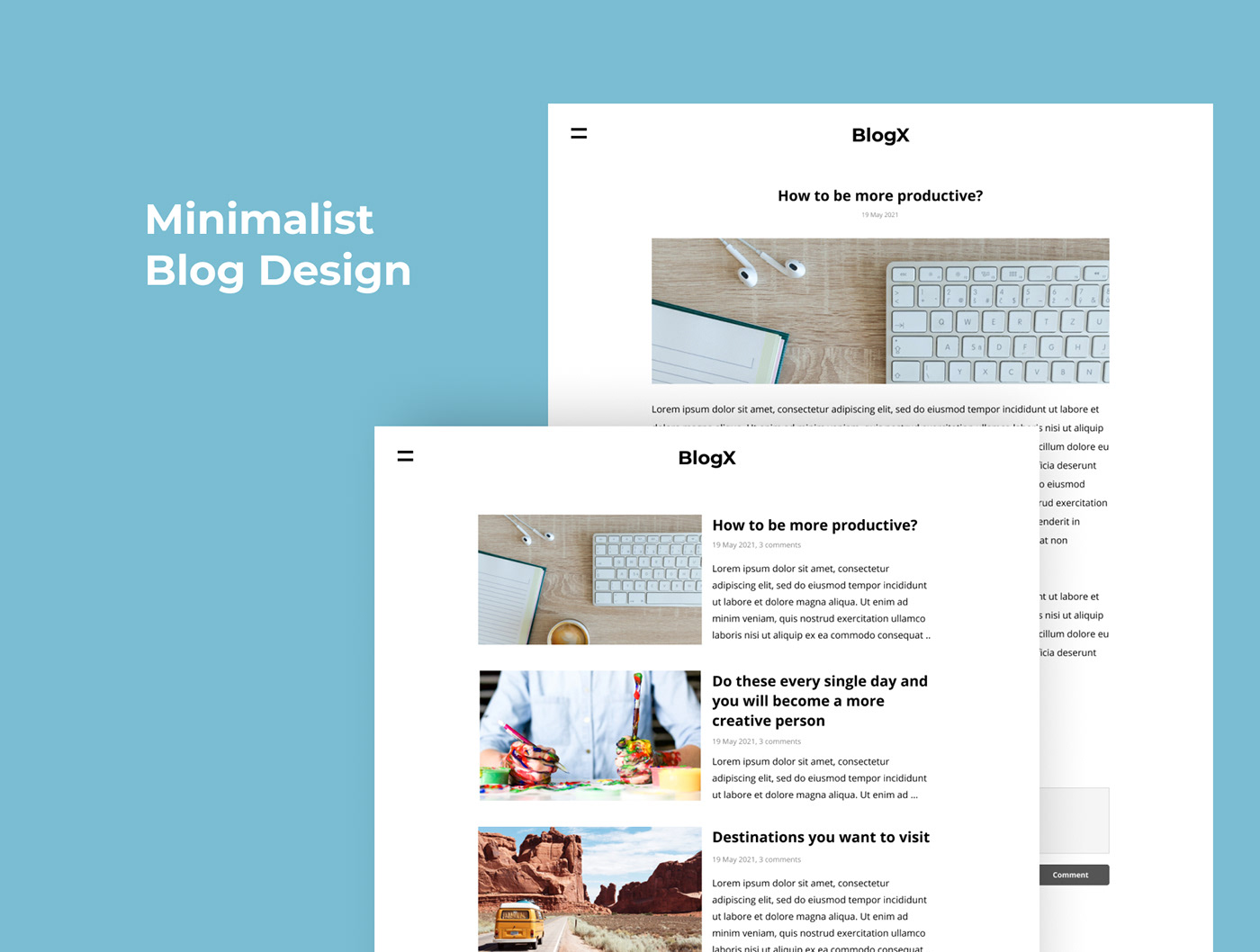 Blog design minimalist UI Web