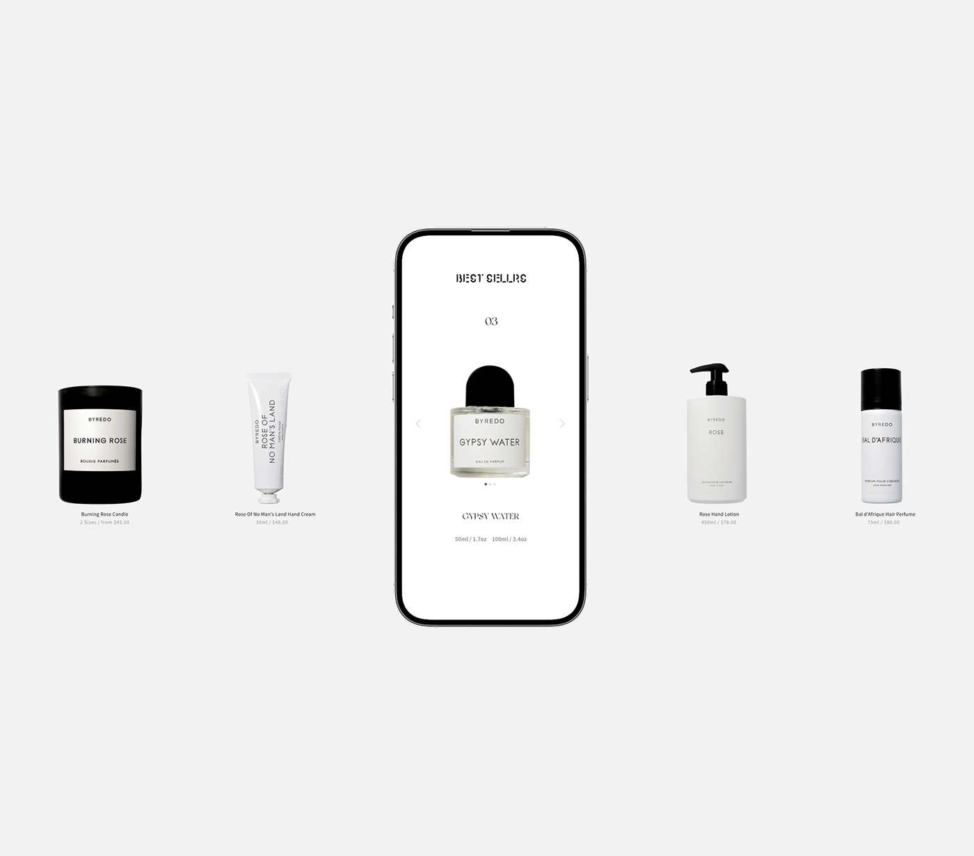 UI/UX Byredo Web Design  app design simple minimal modern perfume feminine brand identity