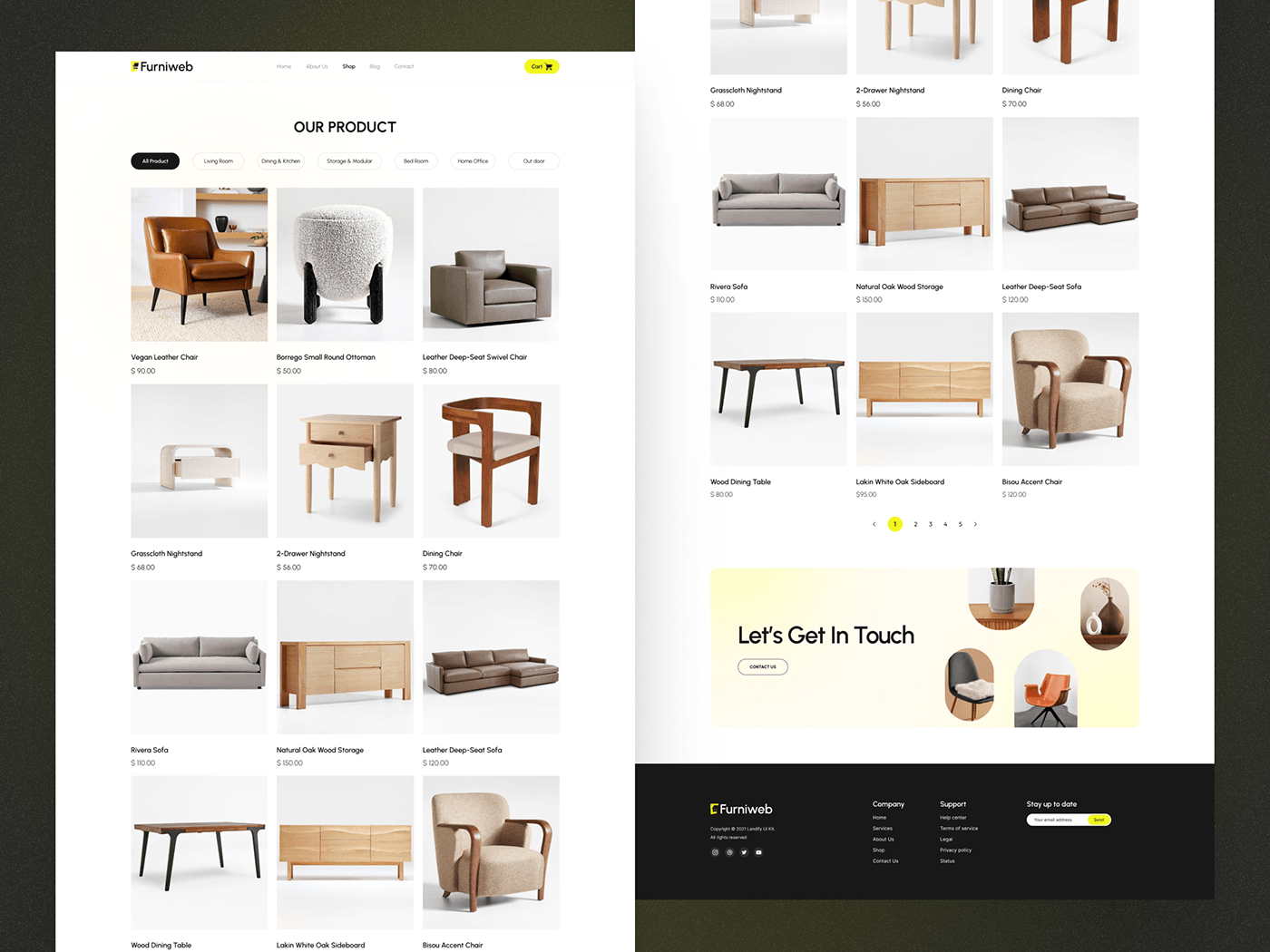Furniture Landing Page ecommerce landing page furniture ecommerce website online store e-commerce landing page design Figma UI/UX Furniture Website