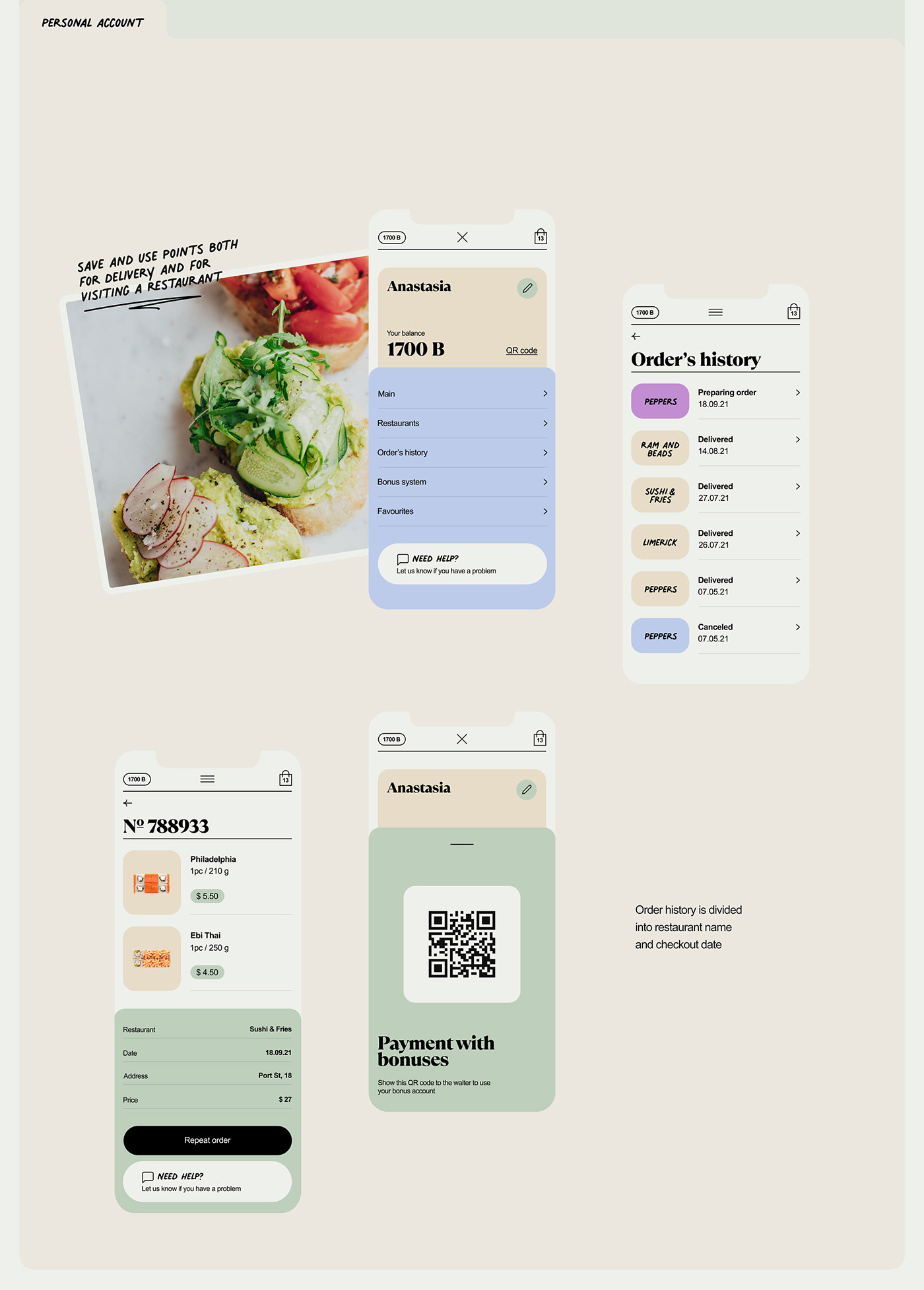 app delivery Food  mobile restaurant UI/UX