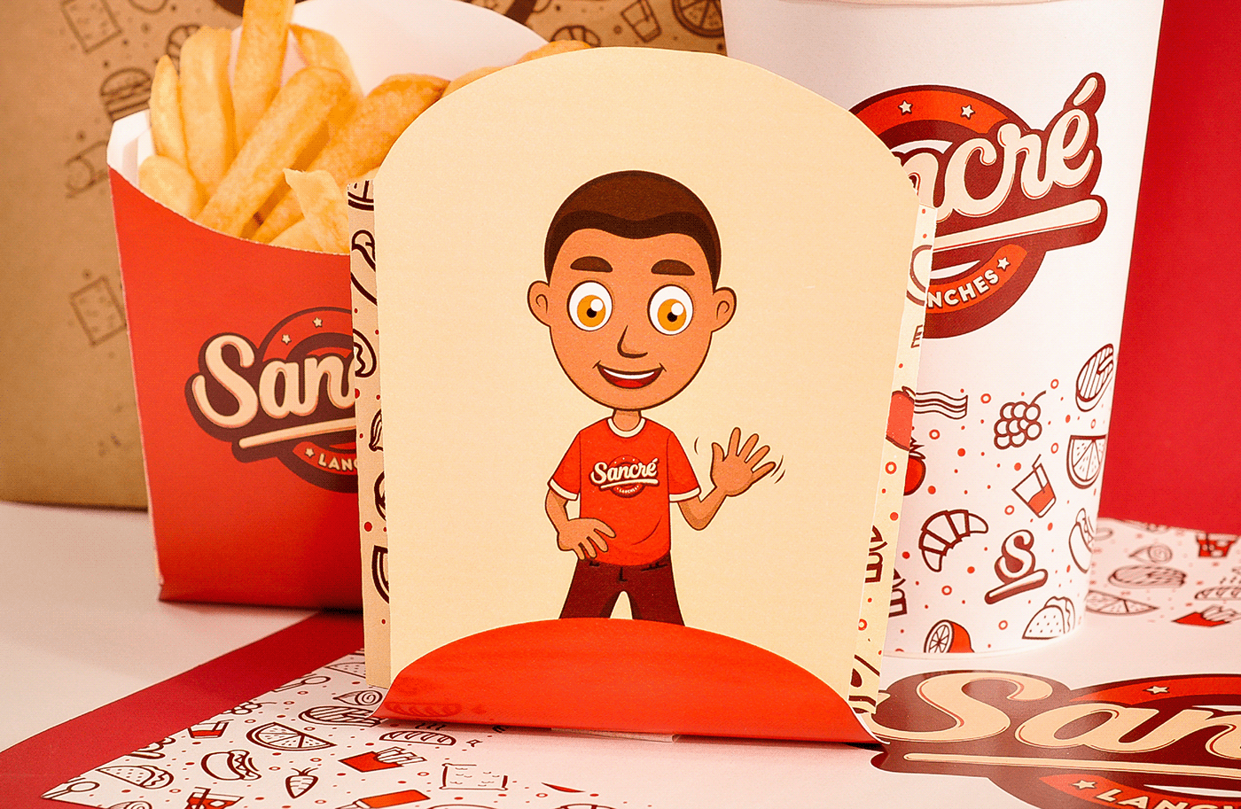 Apogeu cartoon Fast food food logo lanche londrina Mascot red sandwich logo visual identity