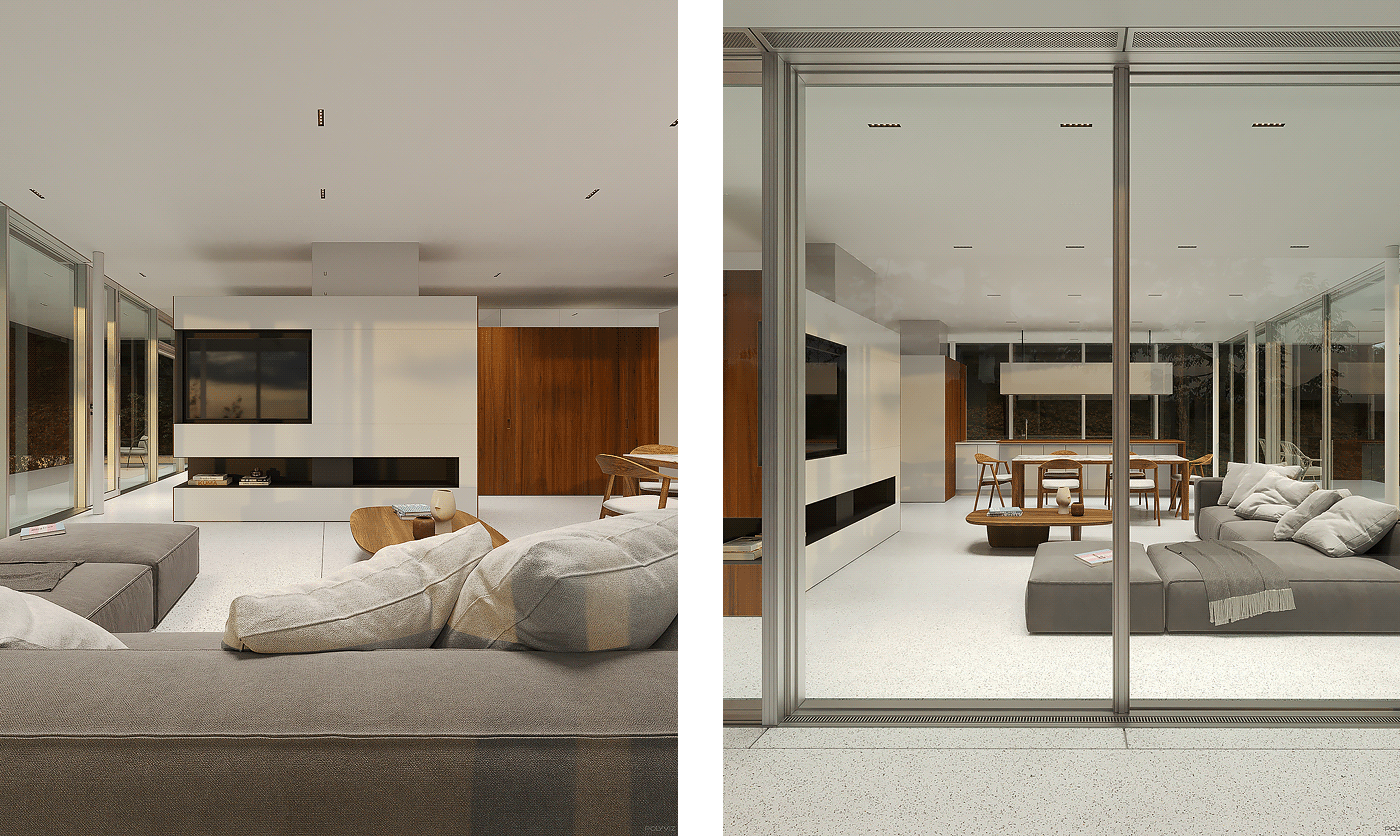 3d max arquitectura corona render  du Lac interior design  minimal modern polyviz