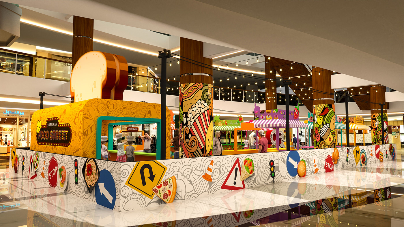 3D Visualization art direction  food festival ILLUSTRATION  mall activation
