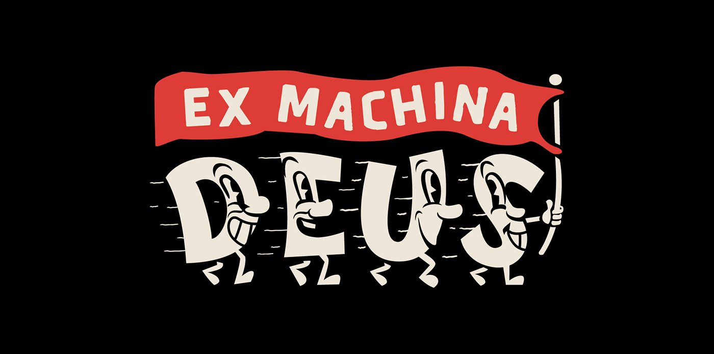 deus deus ex machina Surf surfing typography   letters cartoon RUNPHABET tshirt apparel
