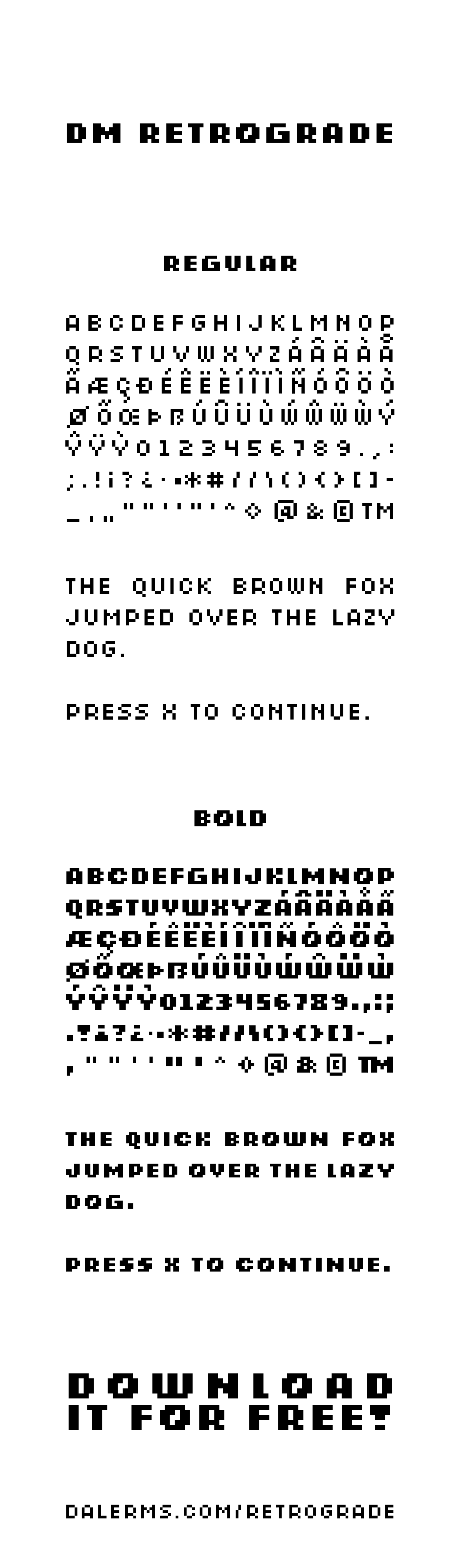 Retro pixel Typeface font free open source
