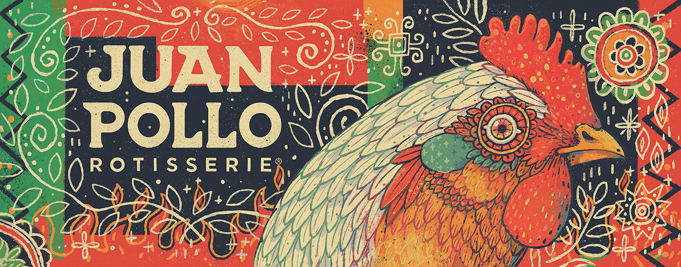 chicken Digital Art  illustrated ilustracion mariachi Mexican Mural restaurant Rooster skull