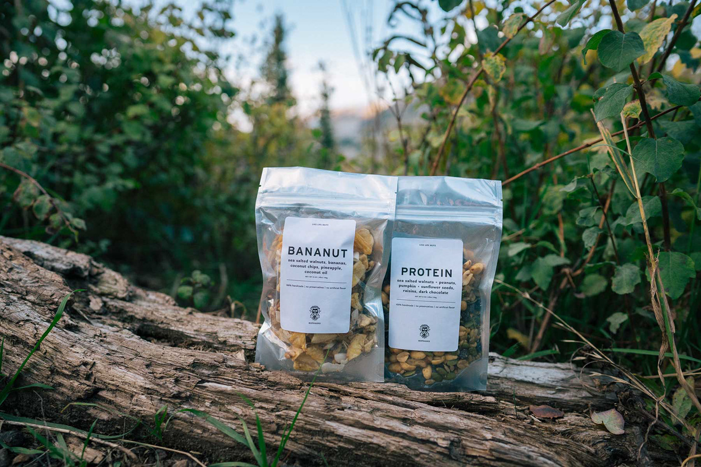 hiking Backpacking outdoors gluten free Brand Design Idaho Natural Foods snaking trail mix