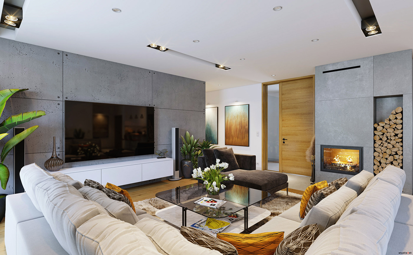 3D CGI design house Interior visualization living room architecture archviz interior design 