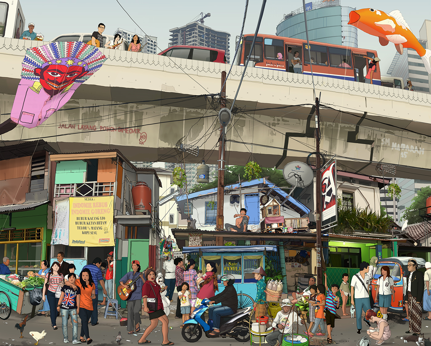 jakarta asia colors chaos village city density congestion Kampung