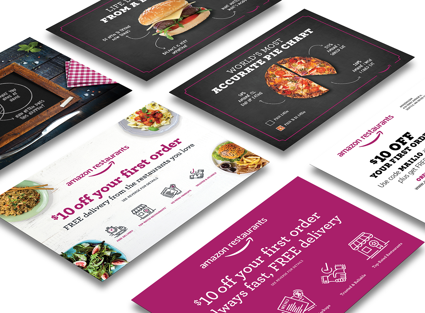 food delivery Amazon visual design marketing   Brand Collateral Email Direct mail social media product marketing restaurant
