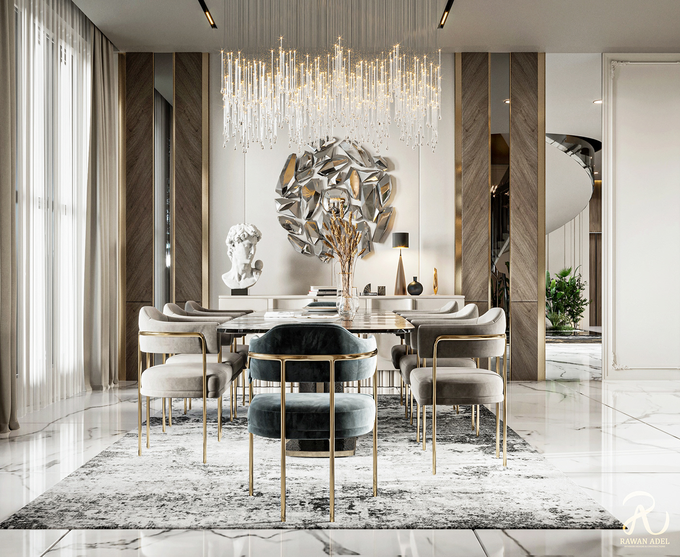 luxury elegant modern reception interior design  architecture visualization Render 3ds max corona