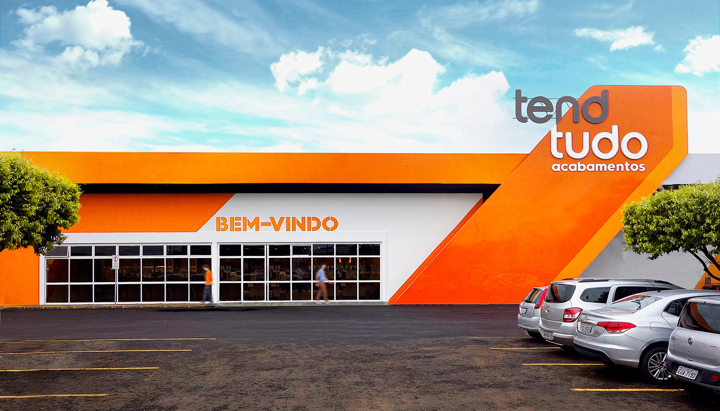 TendTudo Building Supplies home supplies store environment retail environment retail store Visual Communication store design orange visual identity