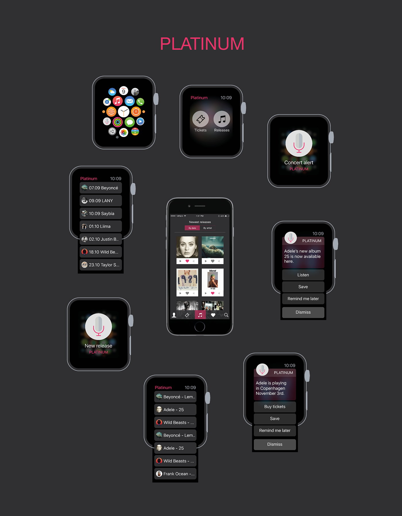 apple watch ux UI Interaction design  prototype music Updates premium sketch