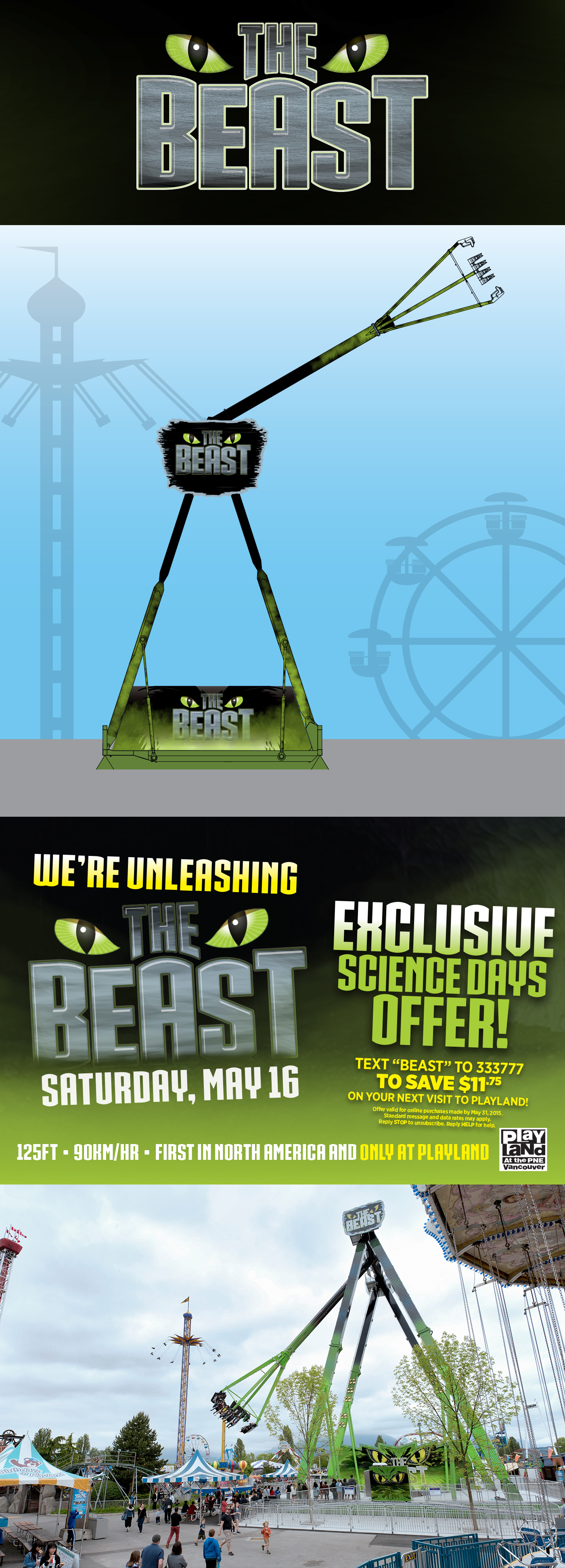 amusement park Playland Pacific National Exhibition ride design The Beast