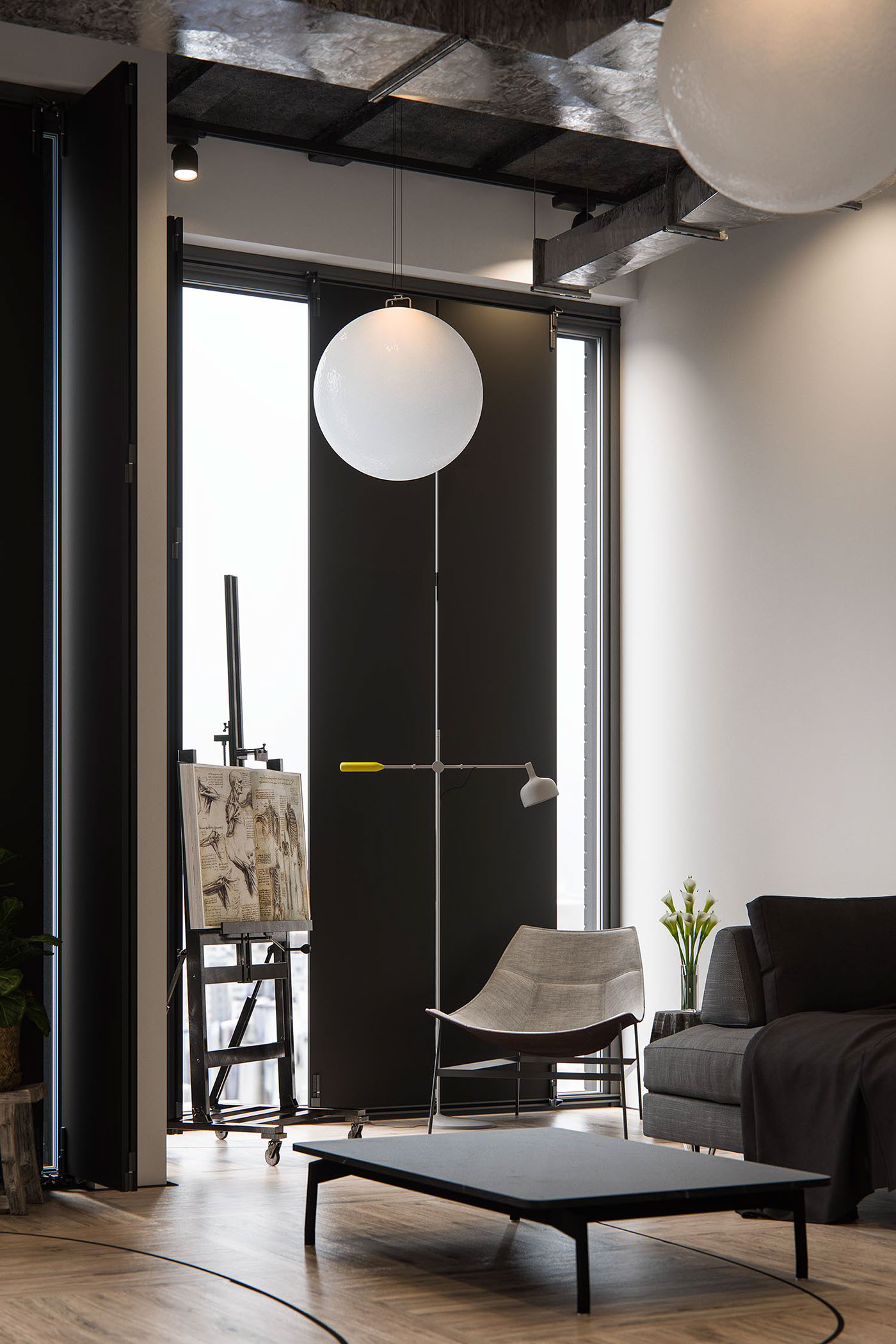 design Interior penthouse living room kitchen bedroom vray 3D rendered New York