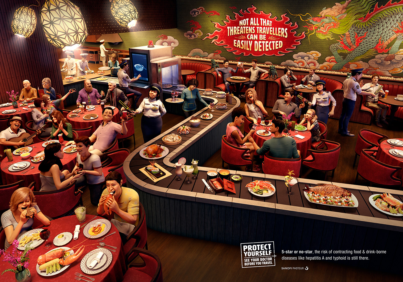 ad campaign beach bar CGI Food Scanner print protect yourself restaurant Saatchi&Saatchi Wellness studio nuts sydney