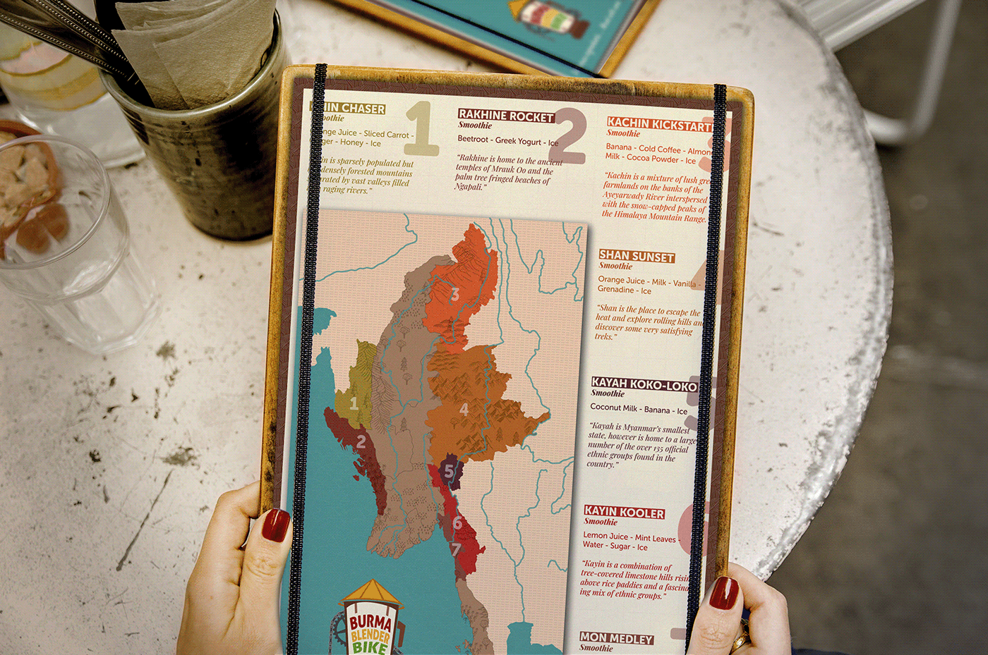 Map of States and Division of Myanmar on the menu