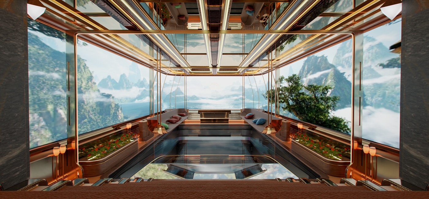 Space  ship yacht superyacht art deco futuristic retrofuturistic Interior exterior design
