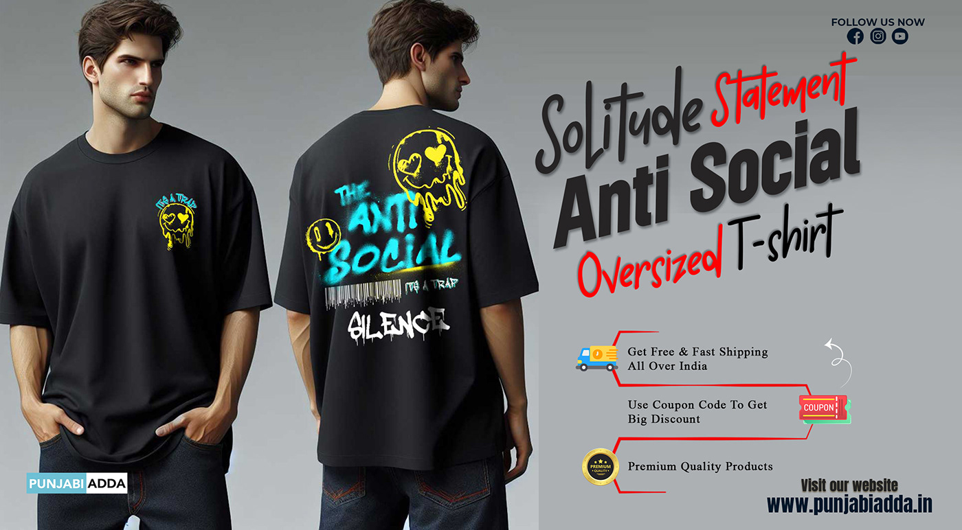 Anti Social Oversized T Shirt – Punjabi Adda