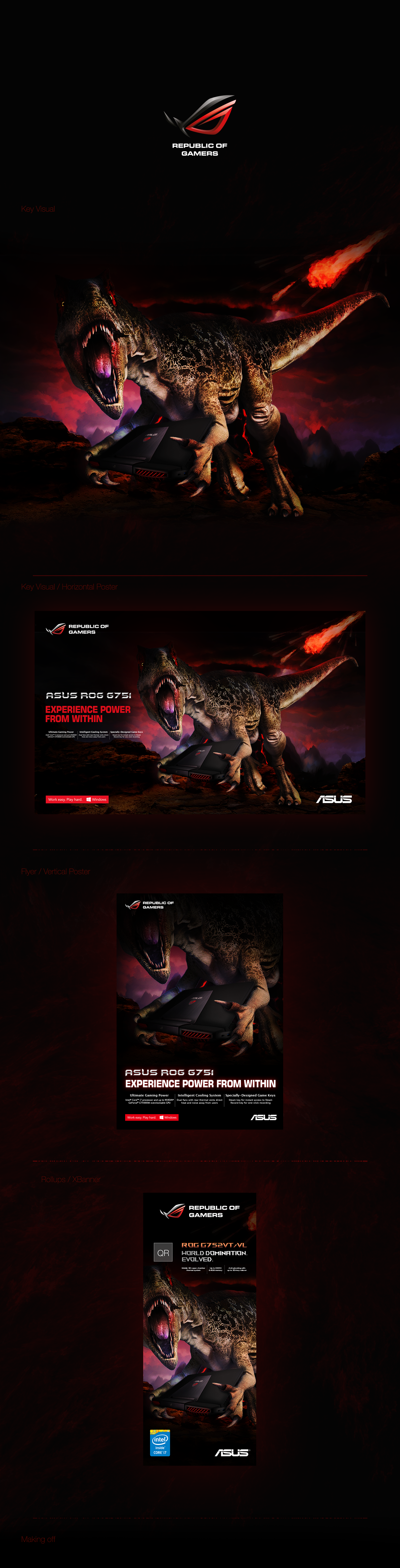 asus rog republic of gamers Gaming visuals printings campaign dinosaurs intel windows