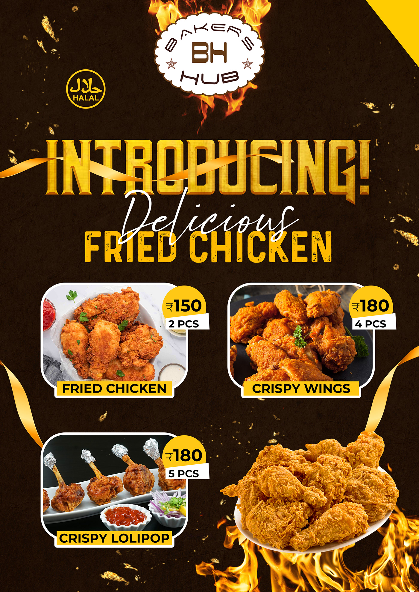 friedchicken chicken Launch Campaign Launching Chicken wings chicken burger Social media post Socialmedia Graphic Designer marketing  