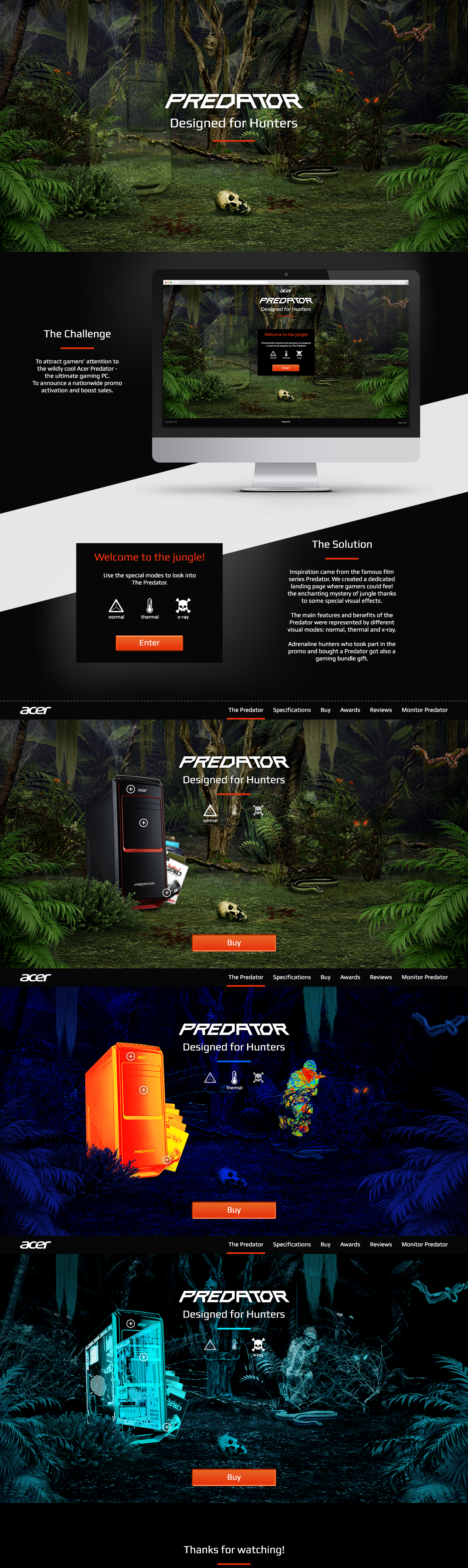 Website landing page Gaming predator acer jungle visual effect thermal xray Computer Web retouch interactive PC hunter