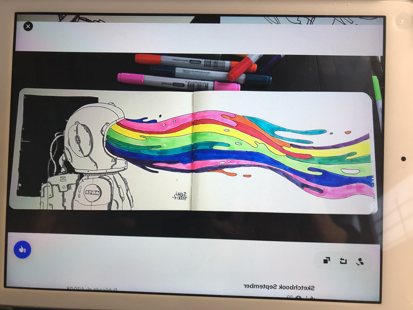 Fran ferriz doodle zentangle Posca astronauta rainbow skateboard DIY